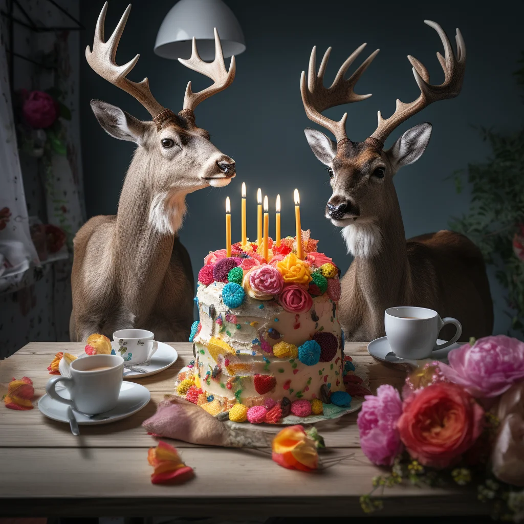 deers eating cake